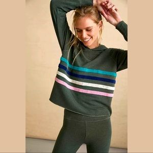 Sundry Galen Chenille Hoodie Dark Green Striped Super Soft Size Small